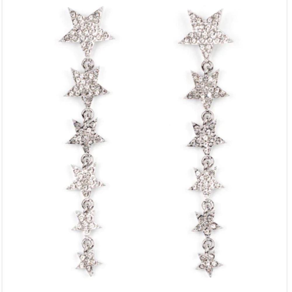 New White rhinestones stacked stars on posts